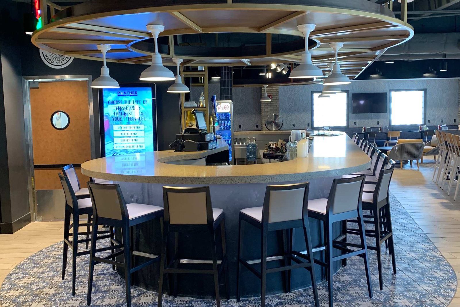 Finished circular bar inside a Chili's restaurant